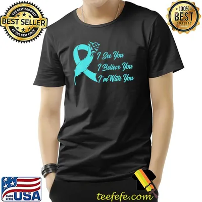 Teal sexual assault awareness green feather ribbon shirt
