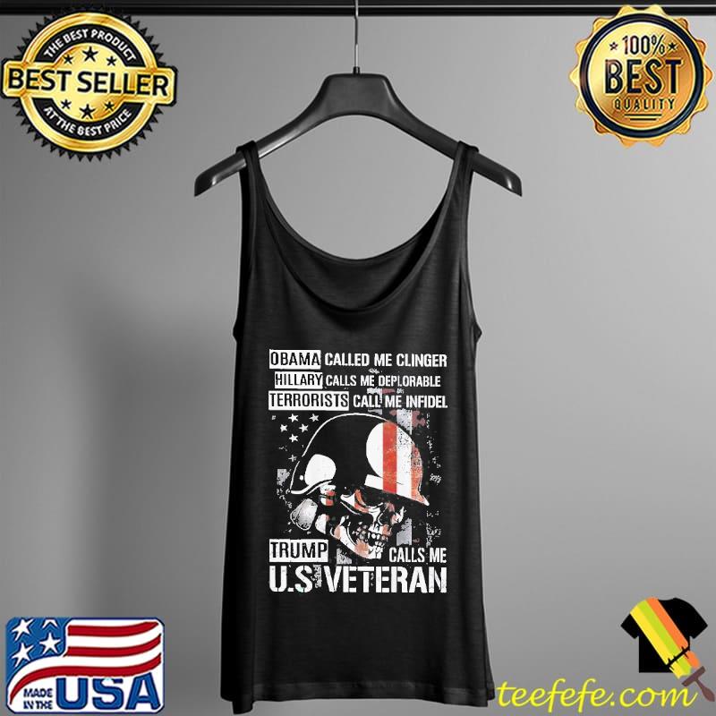 Trump calls me u.s veteran skull American flag (on back) Tank Top Trump calls me u.s veteran skull American flag (on back) Tank Top