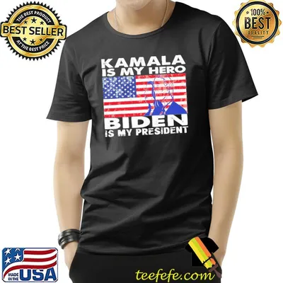 Usa flag 46th Harris Kamala is my hero Biden is my president shirt
