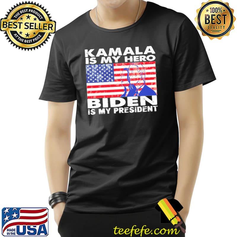 Usa flag 46th Harris Kamala is my hero Biden is my president shirt