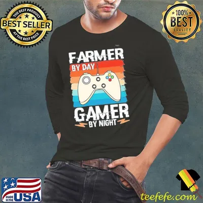 Vintage farmer by day gamer by night shirt