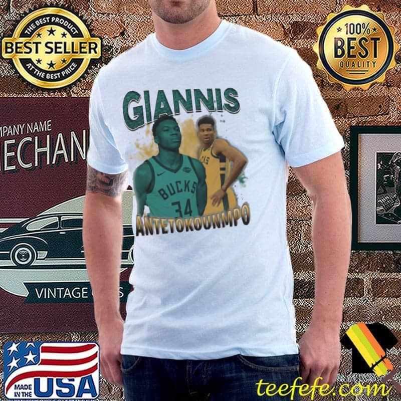 90's style graphic vintage giannis antetokounmpo basketball t shirt