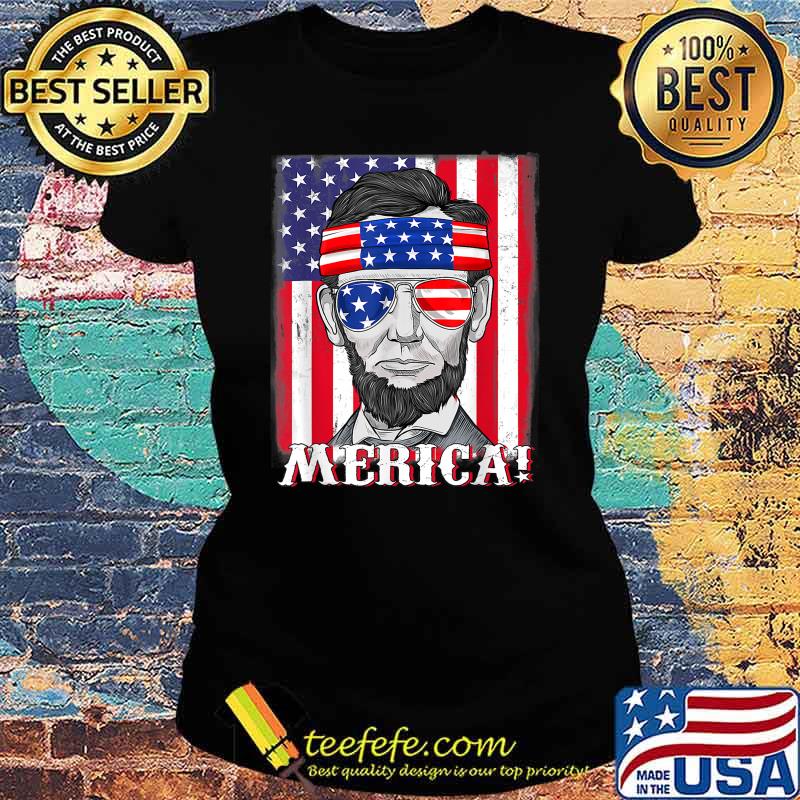 Abraham Lincoln Merica 4th Of July American Flag Boys Kids T-Shirt Ladies tee Abraham Lincoln Merica 4th Of July American Flag Boys Kids T-Shirt Ladies tee