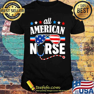 All American Nurse Scrub Memorial Day 4th of July RN Women T-Shirt
