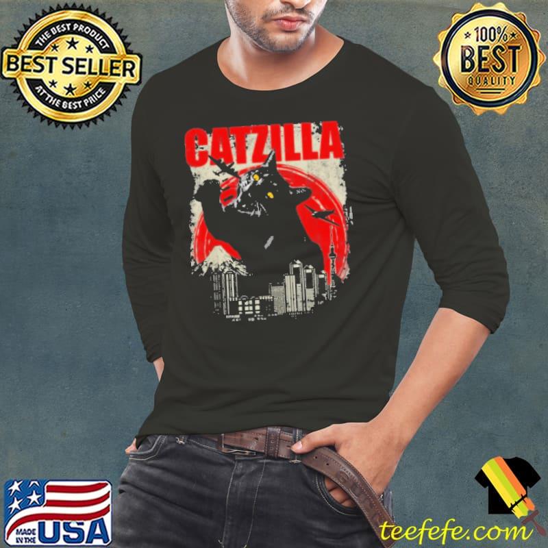 Catzilla In City Cat Shirt Long Sleeve Tee Catzilla In City Cat Shirt Long Sleeve Tee