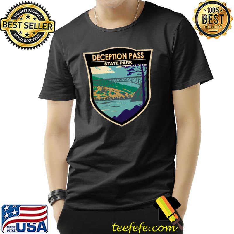 Deception Pass State Park Bridge Washington Badge T-Shirt