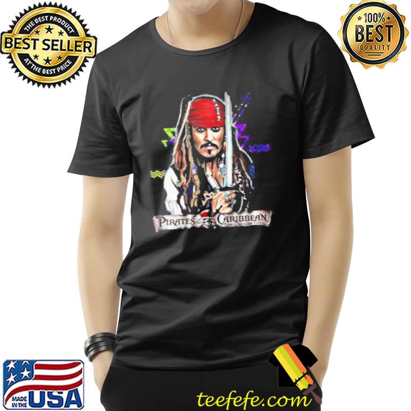 Design of captain Jack sparrow graphic johnny depp shirt