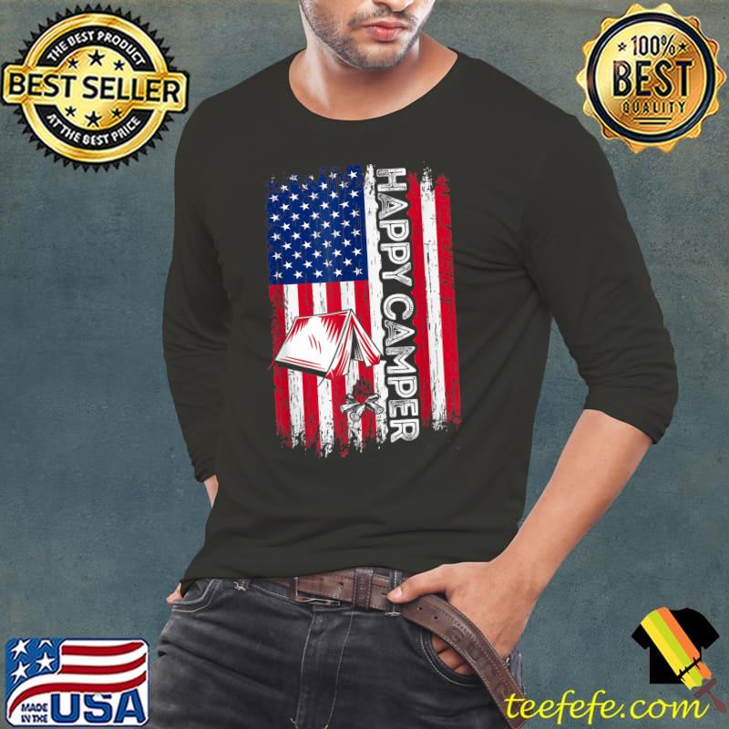 Happy Camper American Flag Camping Hiking Lover Men Women T-Shirt