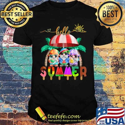 Hello Summer Gnome Funny Beach Summer Vacation T-Shirt