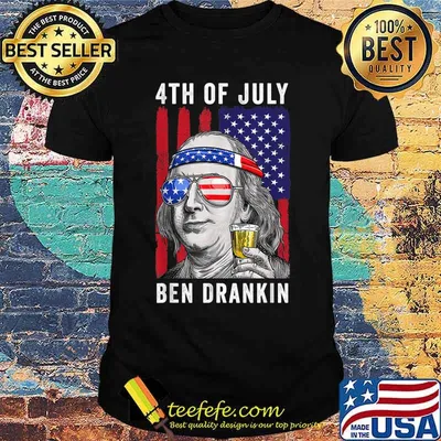 Mens Ben Drankin 4th Of July Usa Flag Vintage Independence Day T-Shirt