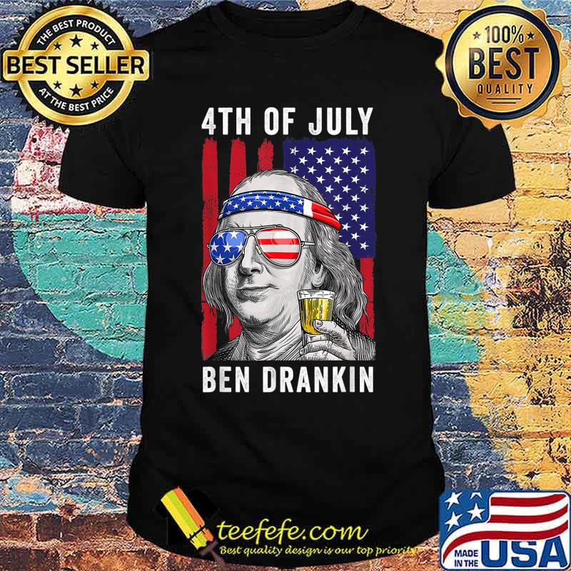 Mens Ben Drankin 4th Of July Usa Flag Vintage Independence Day T-Shirt