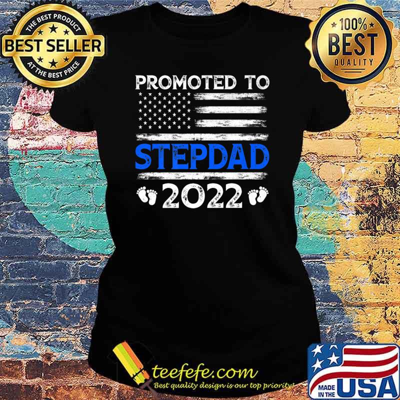 Mens Retro Promoted To Stepdad 2022 USA Flag Father's Day Premium T-Shirt Ladies tee Mens Retro Promoted To Stepdad 2022 USA Flag Father's Day Premium T-Shirt Ladies tee