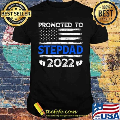 Mens Retro Promoted To Stepdad 2022 USA Flag Father's Day Premium T-Shirt
