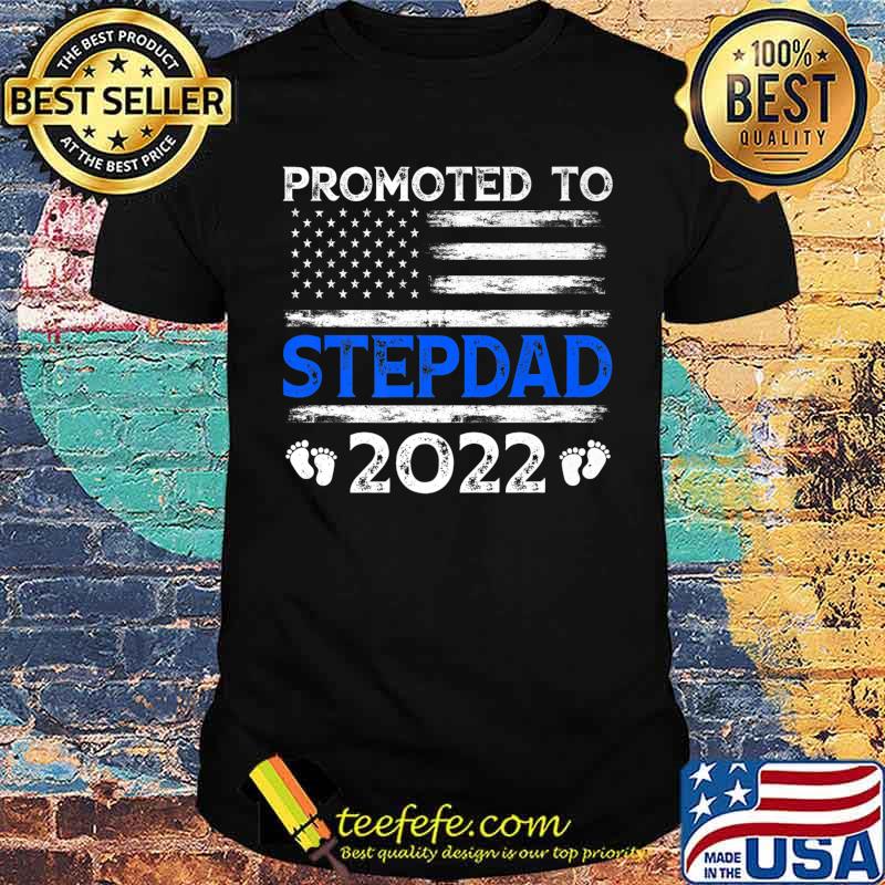 Mens Retro Promoted To Stepdad 2022 USA Flag Father's Day Premium T-Shirt Mens Retro Promoted To Stepdad 2022 USA Flag Father's Day Premium T-Shirt
