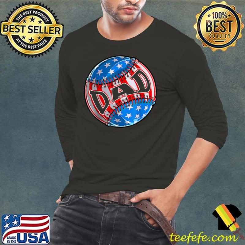 Proud Baseball Dad American Flag Baseball Softball T-Shirt Long Sleeve Tee Proud Baseball Dad American Flag Baseball Softball T-Shirt Long Sleeve Tee