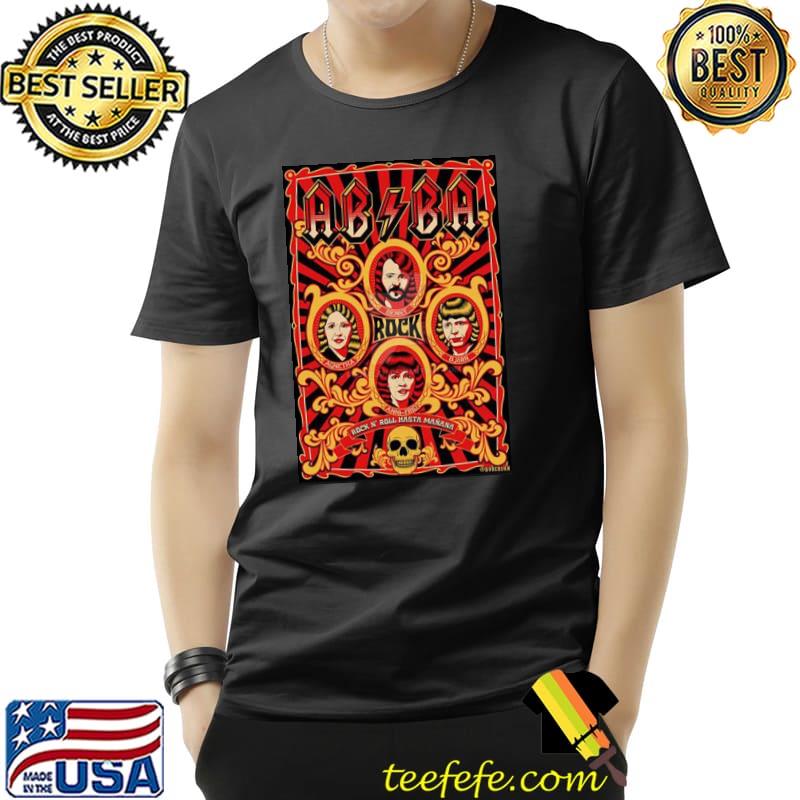 Red retro members abba rock band shirt