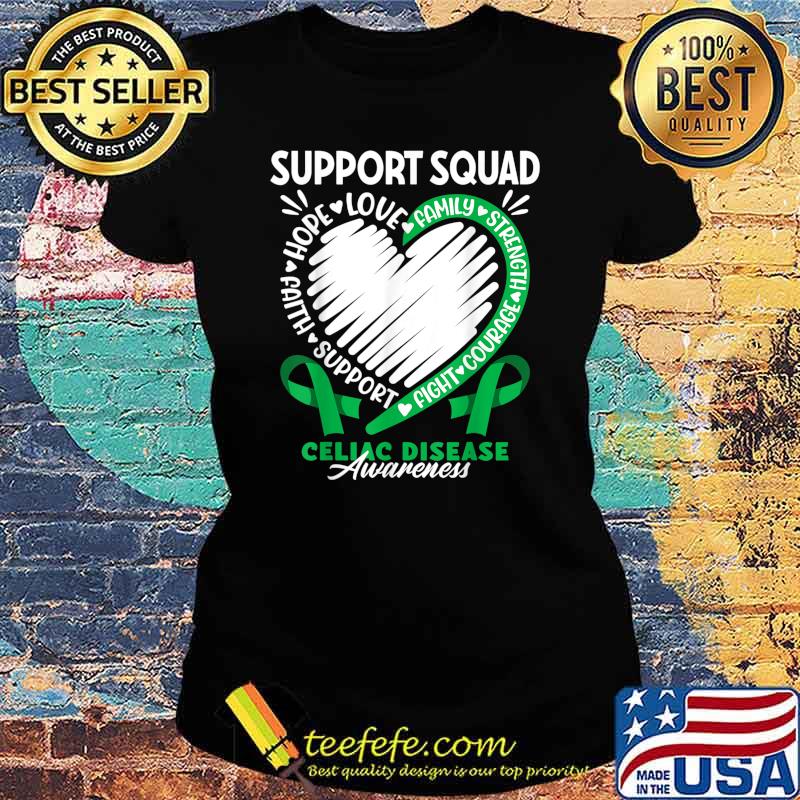 Support Squad I Gluten Free Coeliac Celiac Disease Awareness T-Shirt Ladies tee Support Squad I Gluten Free Coeliac Celiac Disease Awareness T-Shirt Ladies tee