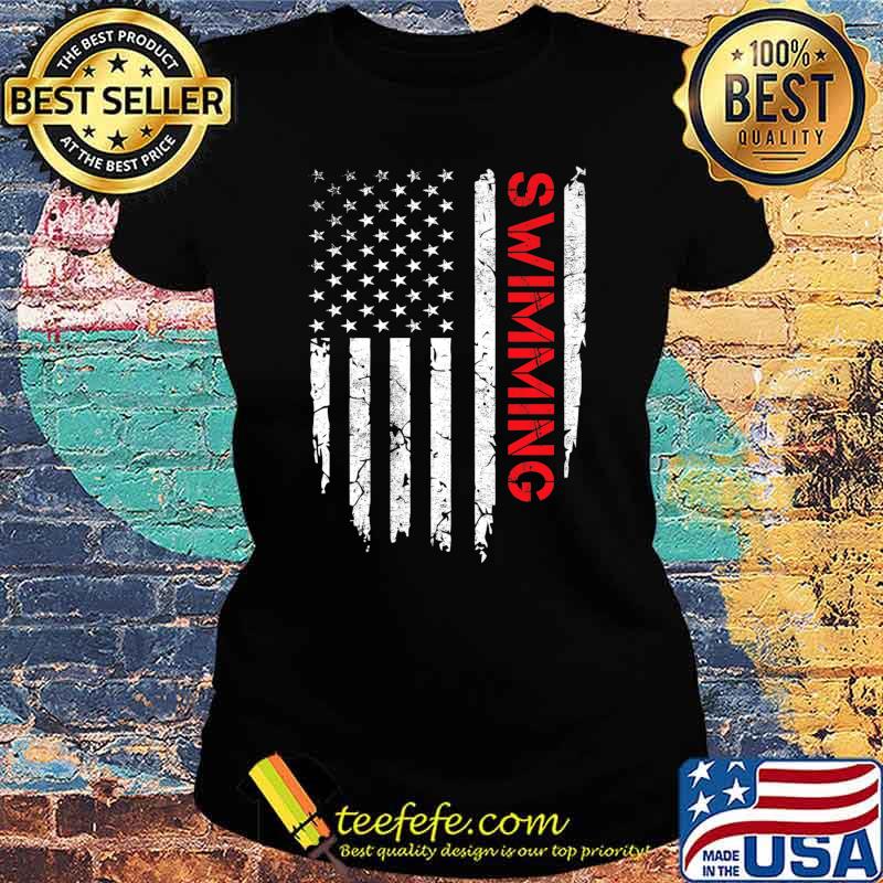 Swimming American Flag 4th of July Swimmer Premium T-Shirt Ladies tee Swimming American Flag 4th of July Swimmer Premium T-Shirt Ladies tee