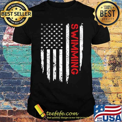 Swimming American Flag 4th of July Swimmer Premium T-Shirt