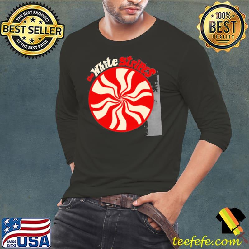 The white stripes peppermint candy rock band shirt