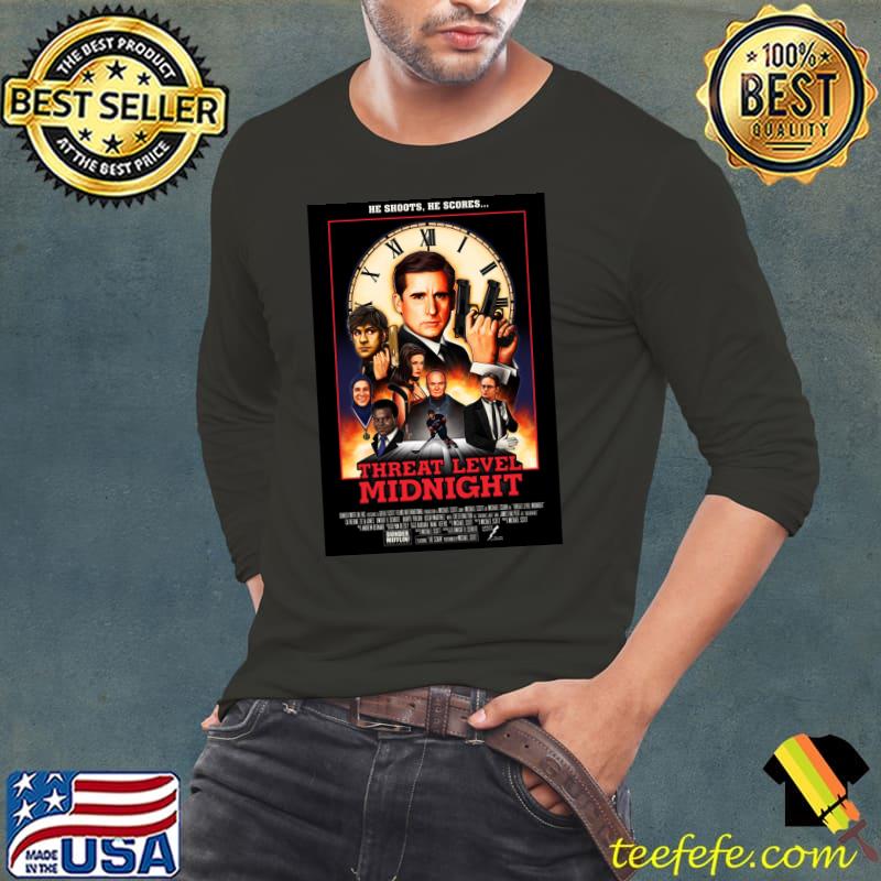 Threat Level Midnight he shoots he scores T-Shirt Long Sleeve Tee Threat Level Midnight he shoots he scores T-Shirt Long Sleeve Tee