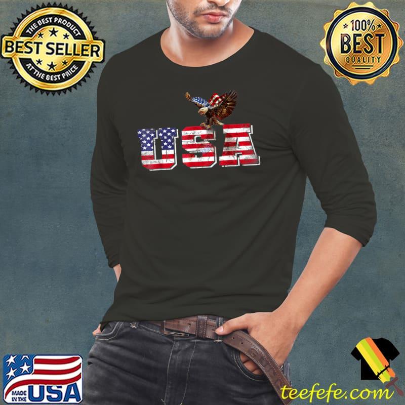 USA American Flag Patriotic 4th Of July Bald Eagle Merica T-Shirt Long Sleeve Tee USA American Flag Patriotic 4th Of July Bald Eagle Merica T-Shirt Long Sleeve Tee