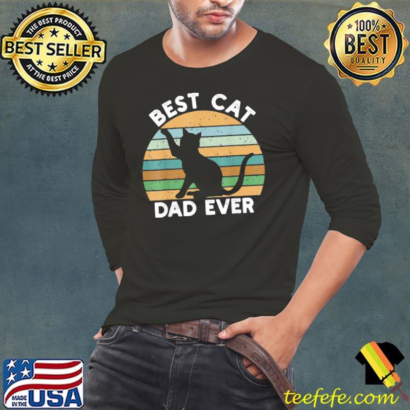 Vintage best cat dad ever black cat lover father day Long Sleeve Tee Vintage best cat dad ever black cat lover father day Long Sleeve Tee