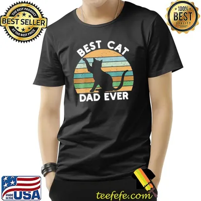 Vintage best cat dad ever black cat lover father day shirt
