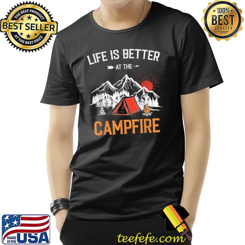 Vintage Sunset Camping, Life Is Better At The Campfire, Funn T-Shirt Unisex Vintage Sunset Camping, Life Is Better At The Campfire, Funn T-Shirt Unisex