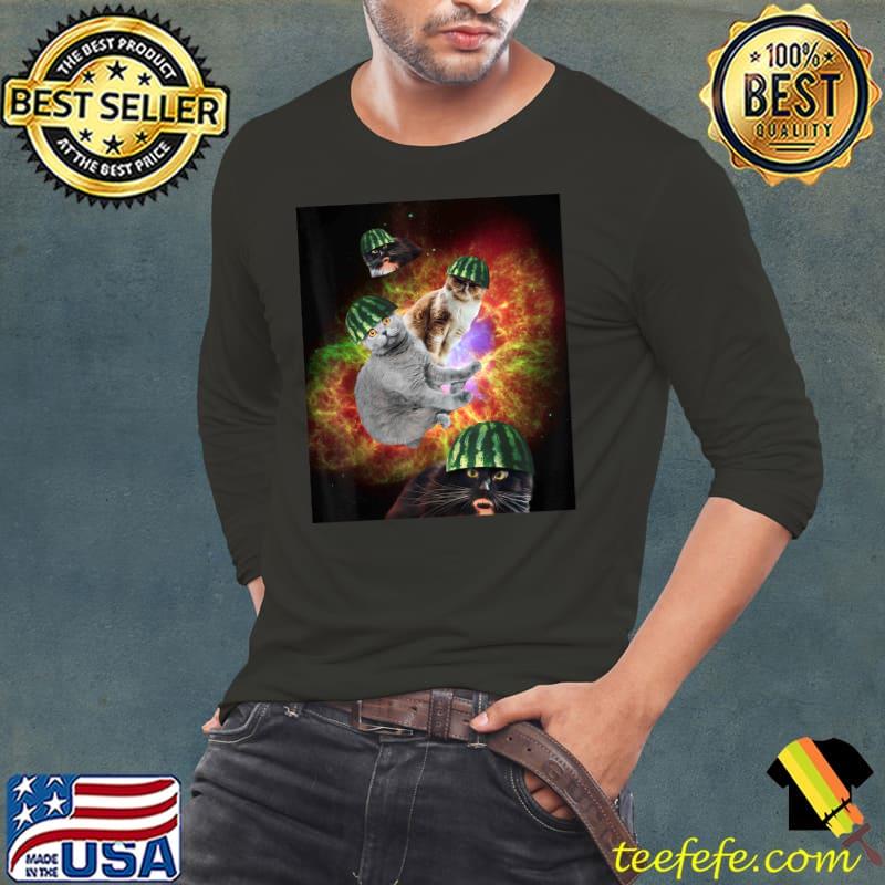Watermelon Cat Space Galaxy Cats T-Shirt Long Sleeve Tee Watermelon Cat Space Galaxy Cats T-Shirt Long Sleeve Tee