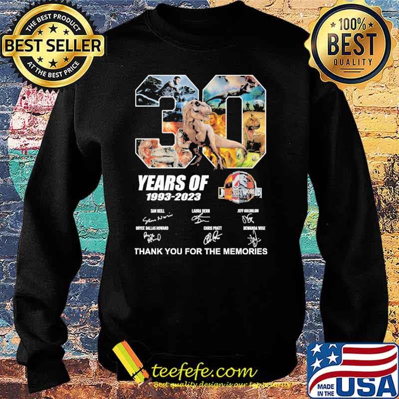 30 years jurassic world 1993 2023 thank for memories signatures s Sweater 30 years jurassic world 1993 2023 thank for memories signatures s Sweater