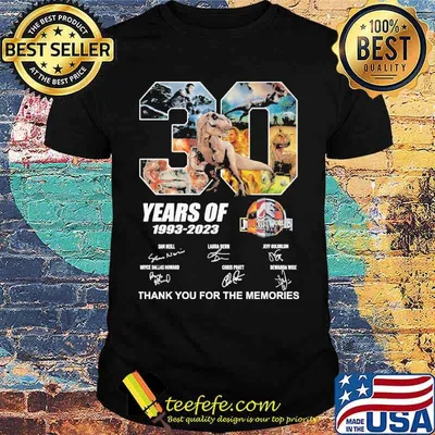 30 years jurassic world 1993 2023 thank for memories signatures shirt