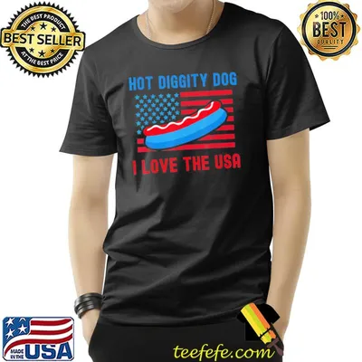 4th of july hot diggity dog I love the usa hot dog shirt