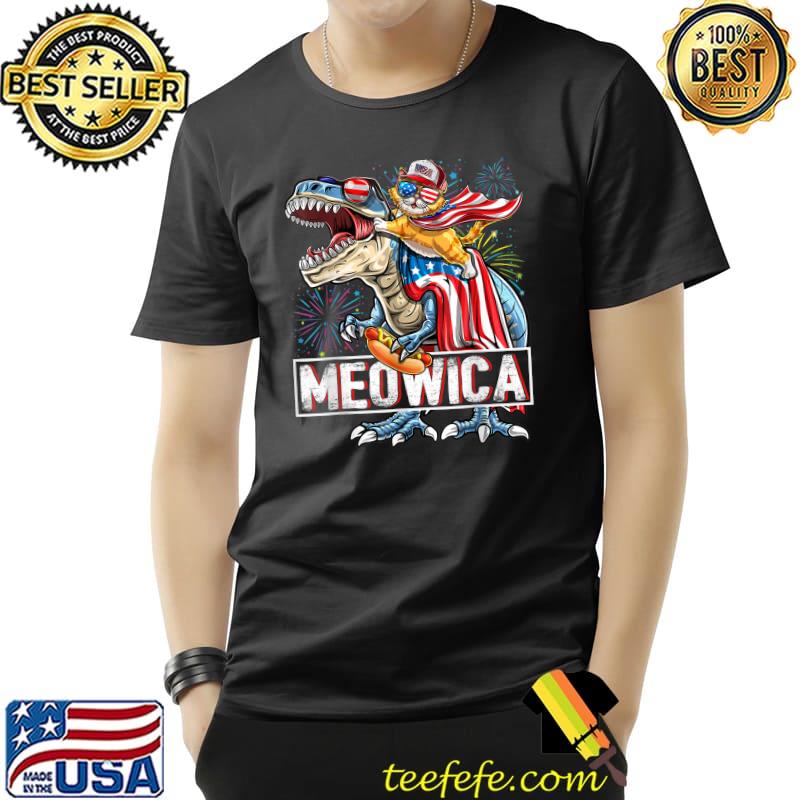 4th of July T-shirt Meowica Cat T Rex Dinosaur Kids Gifts T-Shirt Unisex 4th of July T-shirt Meowica Cat T Rex Dinosaur Kids Gifts T-Shirt Unisex
