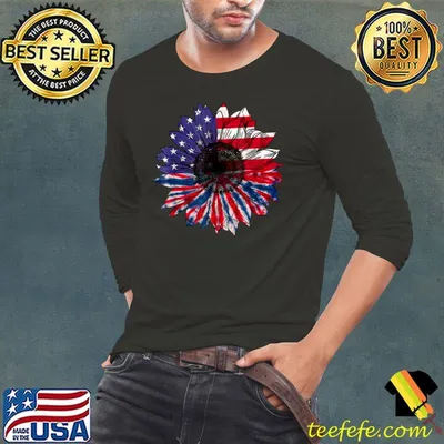 American Flag Sunflower Red White Blue Tie Dye 4th Of July T-Shirt