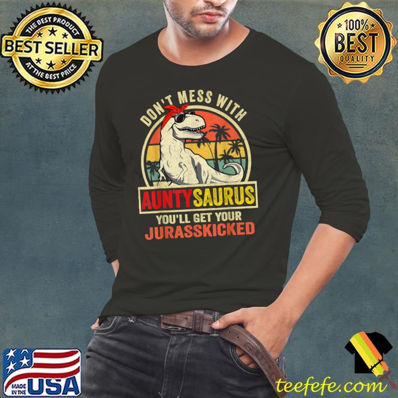 Auntysaurus T Rex Dinosaur Aunty Saurus Family Matching T-Shirt Long Sleeve Tee Auntysaurus T Rex Dinosaur Aunty Saurus Family Matching T-Shirt Long Sleeve Tee