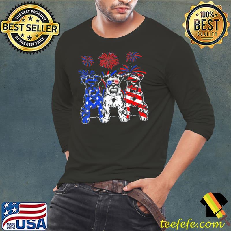 Awesome schnauzer dog American flag 4th of july s Long Sleeve Tee Awesome schnauzer dog American flag 4th of july s Long Sleeve Tee