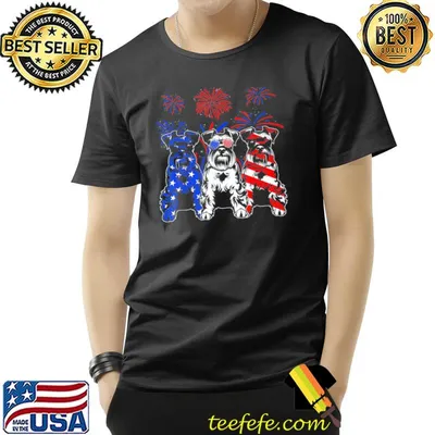 Awesome schnauzer dog American flag 4th of july shirt