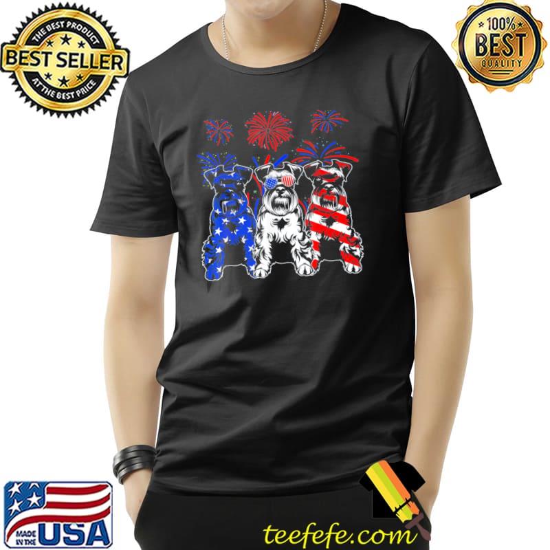 Awesome schnauzer dog American flag 4th of july shirt
