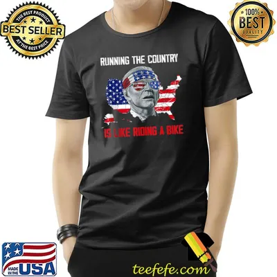 Biden Bike Bicycle Running the country is like riding a bike map America flag T-Shirt