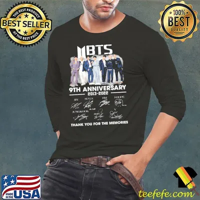 Bts band 9th anniversary 20132022 thank you for the memories signatures shirt