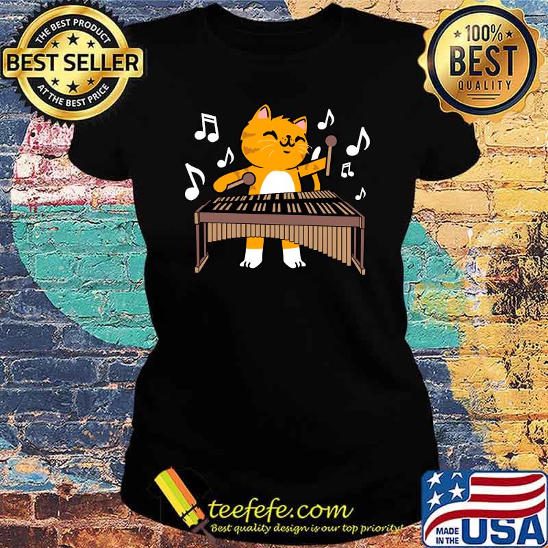 Cat Playing Vibraphone T-Shirt Ladies tee Cat Playing Vibraphone T-Shirt Ladies tee