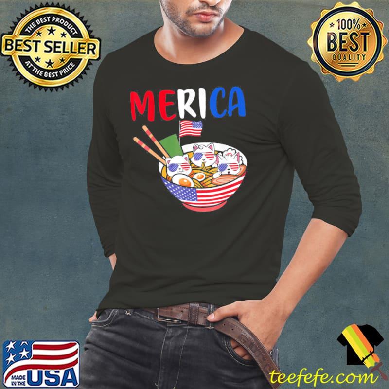 Cats ramen anime American flag usa 4th of july merica s Long Sleeve Tee Cats ramen anime American flag usa 4th of july merica s Long Sleeve Tee