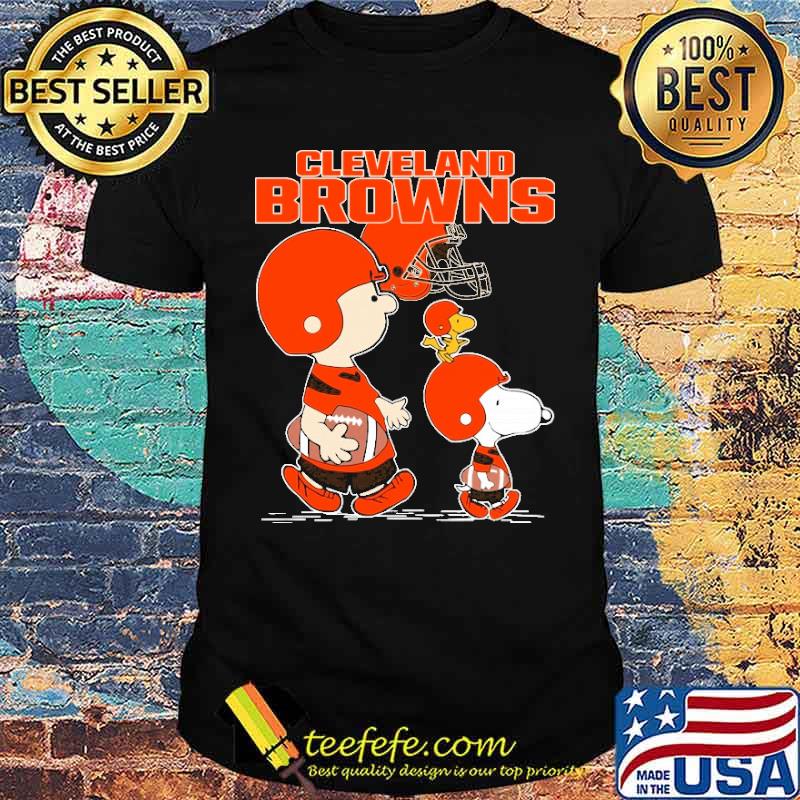 Cleveland Browns Let's Play Football Together Snoopy NFL Women's T-Shirt 