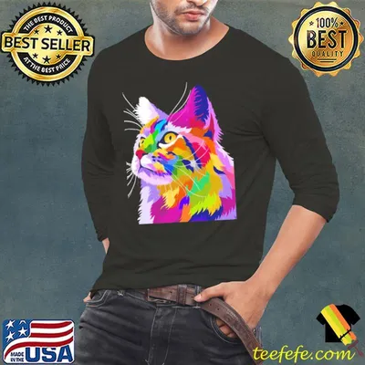 Colorful cat with pop art style design shirt