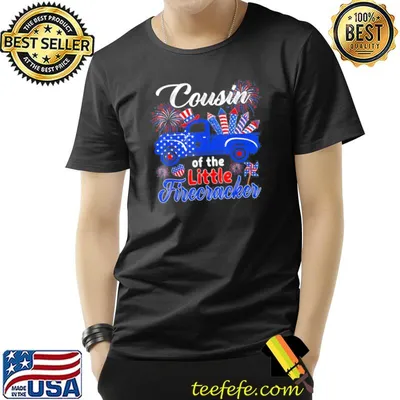 Cousin of the little firecracker American flag pickup truck shirt