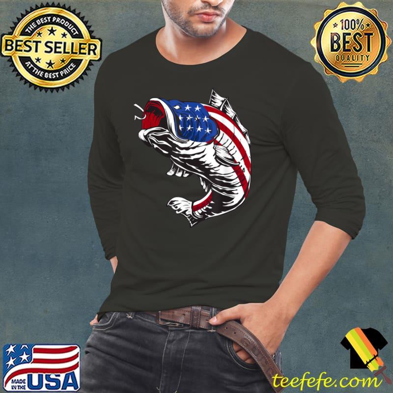 Fishing Camouflage American Flag USA Bass Fisherman Gift T-Shirt