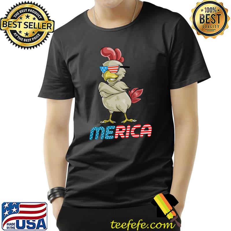 Funny Patriotic Chicken 4th of July Merica Chicken Farmer Premium T-Shirt