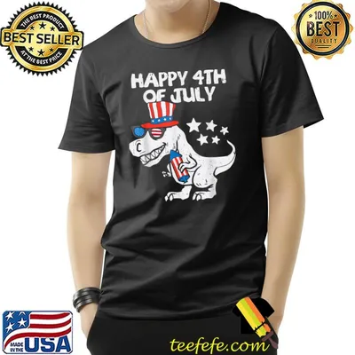 Happy 4Th Of July Cool American T Rex Dino-saur Patriotic T-Shirt