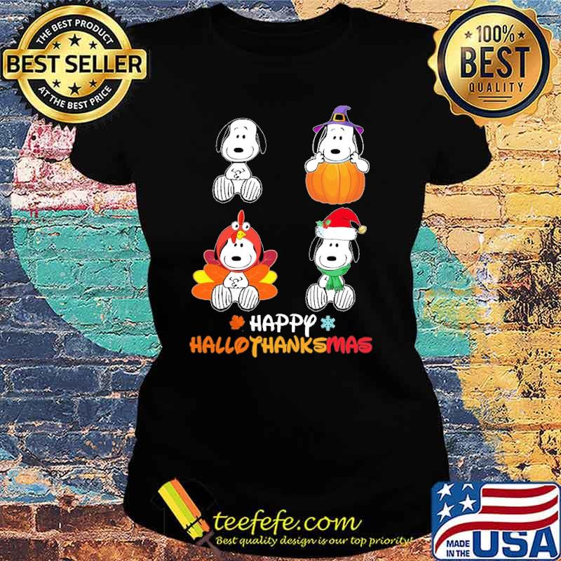 Happy halloween thanks giving christmas snoopy pumpkin s Ladies tee Happy halloween thanks giving christmas snoopy pumpkin s Ladies tee